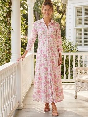 Julia Amory JA Shirtdress Light Pink Poppy Bloom Size Small